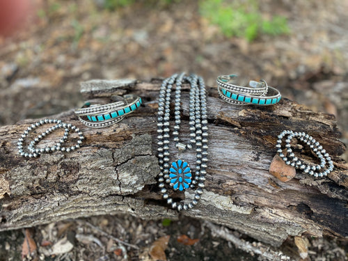Turquoise & Colored Stone Cluster Pendants