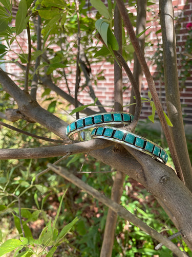 Turquoise & Sterling Silver Square Stone Cuff