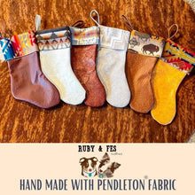 Load image into Gallery viewer, Christmas Stockings - Made with Pendleton® fabric accents and Faux Tooled Leather