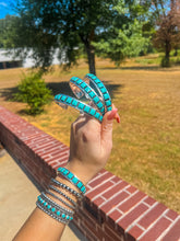 Load image into Gallery viewer, Turquoise &amp; Sterling Silver Square Stone Cuff