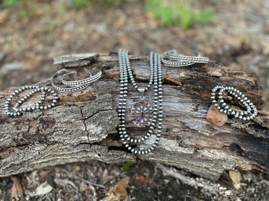 Turquoise & Colored Stone Cluster Pendants