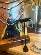 Load image into Gallery viewer, Double the Fun Turquoise Hoops