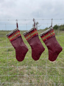 Christmas Stockings - Made with Pendleton® fabric accents and Faux Tooled Leather