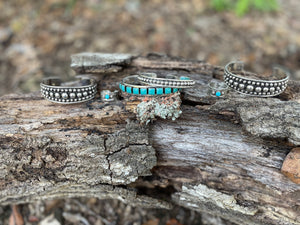 Turquoise & Sterling Silver Square Stone Cuff