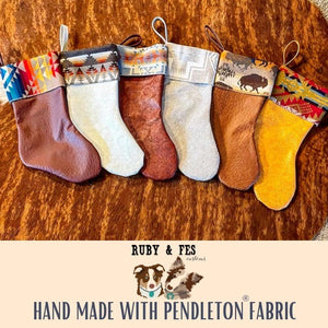 Christmas Stockings - Made with Pendleton® fabric accents and Faux Tooled Leather