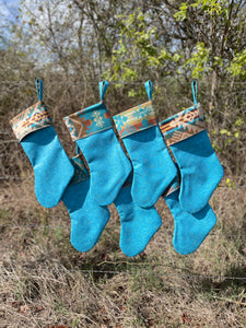 Christmas Stockings - Made with Pendleton® fabric accents and Faux Tooled Leather