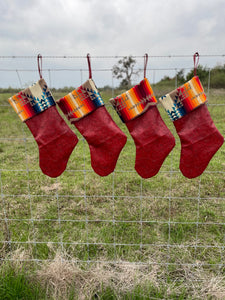 Christmas Stockings - Made with Pendleton® fabric accents and Faux Tooled Leather