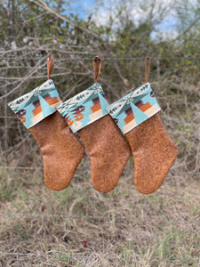 Christmas Stockings - Made with Pendleton® fabric accents and Faux Tooled Leather