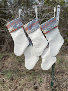 Christmas Stockings - Made with Pendleton® fabric accents and Faux Tooled Leather